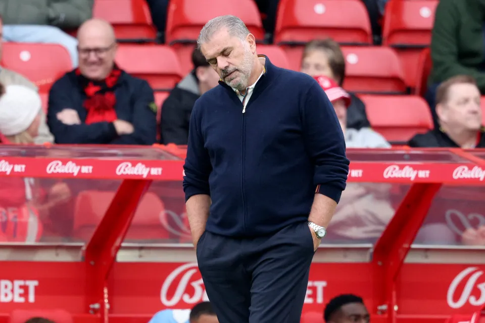 Ange Postecoglou Head Coach of Nottingham Forest looks dejected during the Premier League match between Nottingham Forest and Chelsea