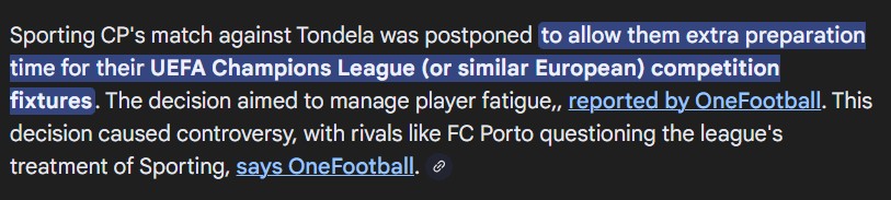 We aren't the only team that postpones games before a CL tie btw