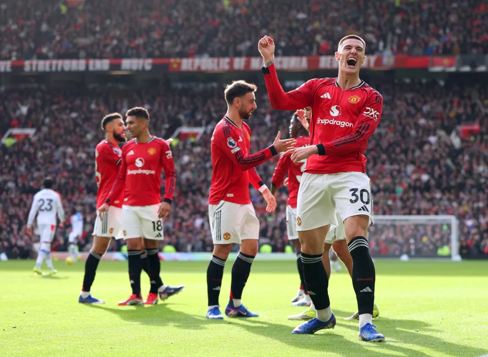 Manchester United celebrate against Crystal Palace.