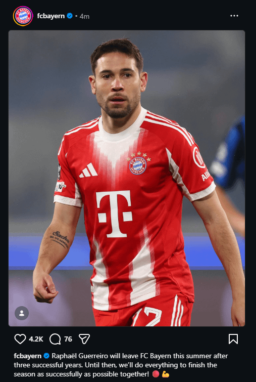 Caught me off guard but Guerreiro is leaving our club this summer.