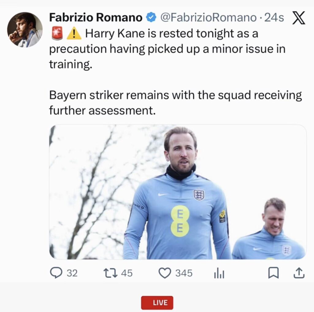 Kane possibly injured