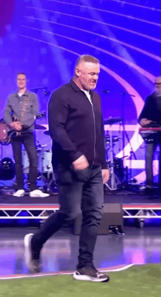 Wayne Rooney recreates his bicycle kick against Man City on TV show a league of their own