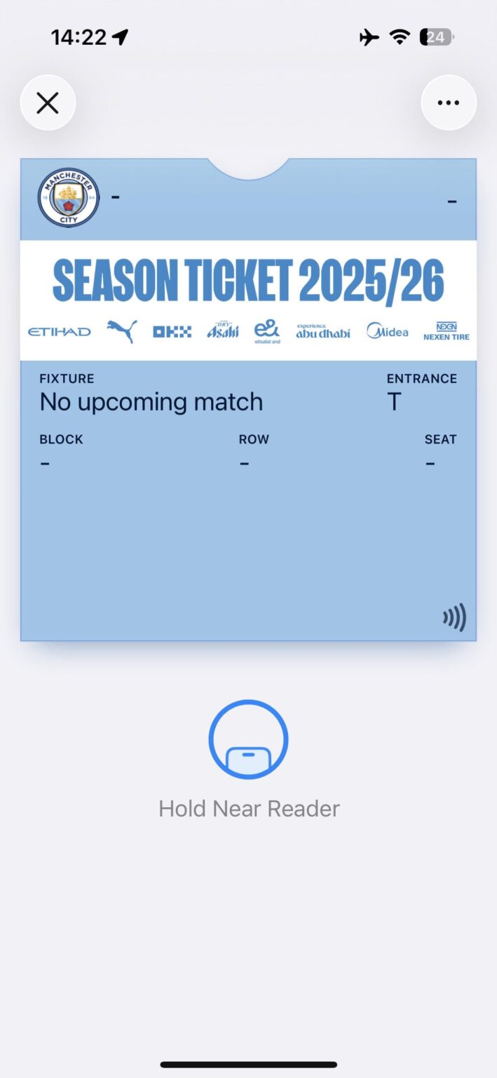 Season ticket pass is blank