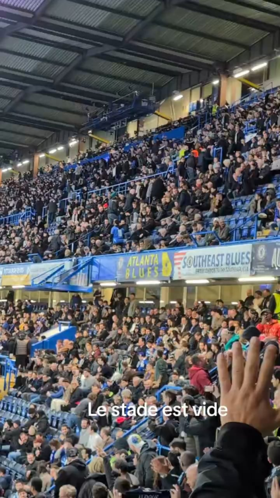 Ultras singing "Goodbye Chelsea" followed by La Marseillaise