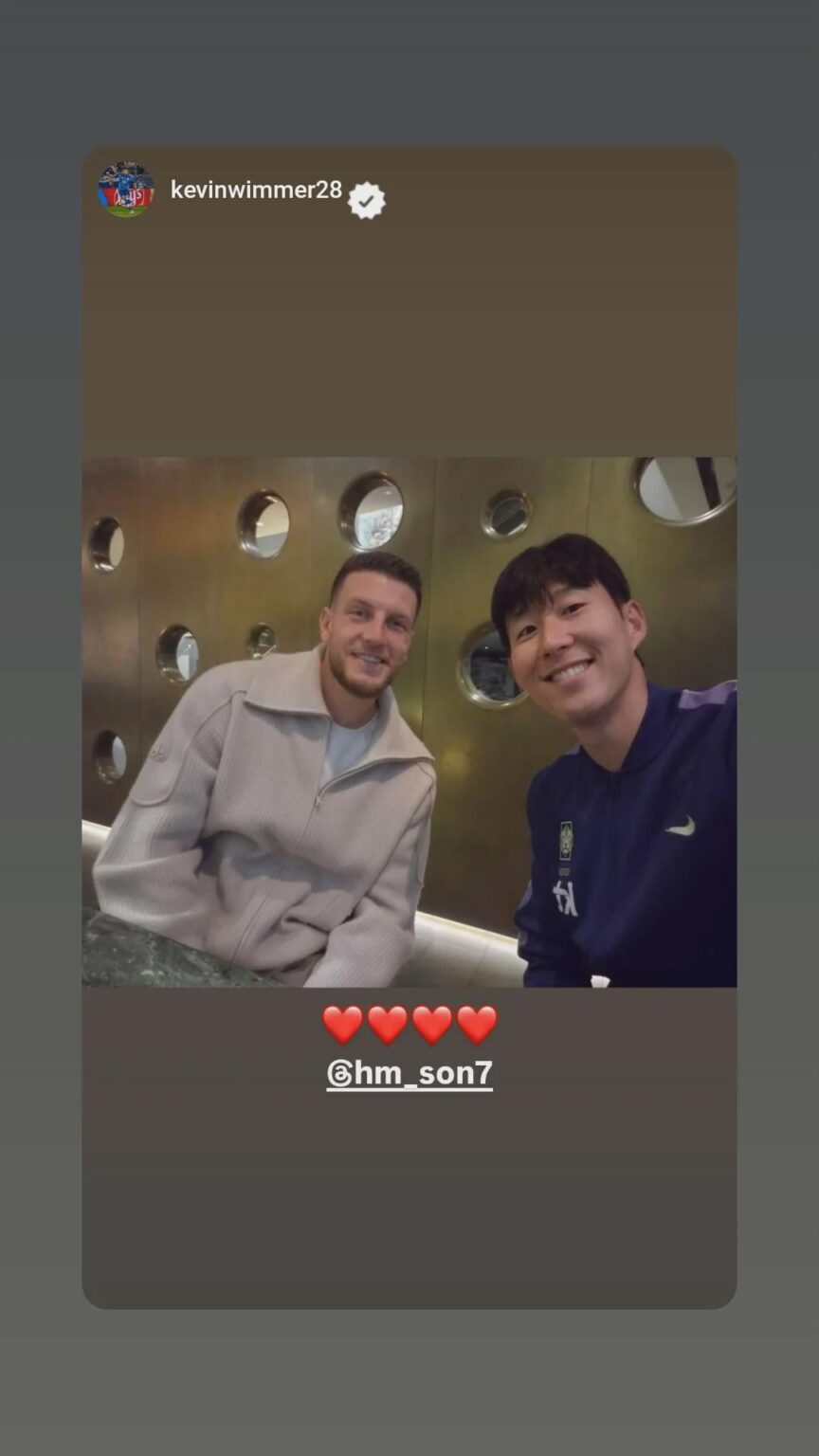Kevin Wimmer IG story with Sonny - ❤️❤️❤️❤️