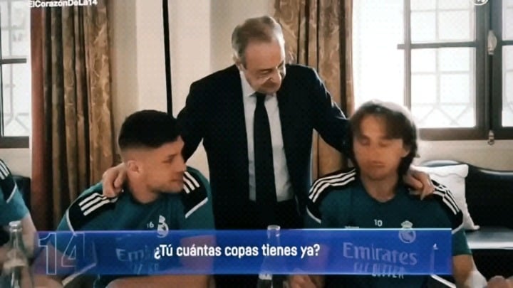 Pérez to Modric: How many Champions League titles? Modric: 4. Pérez: Me, 5... After another Champions League final win. Modric: I have 5 Champions League titles. Pérez: Only 5? I have 6.