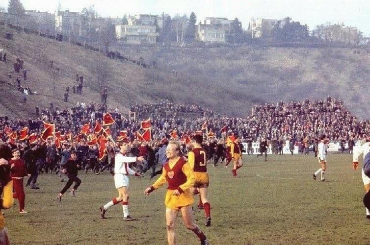 Dukla Prague defeats Ajax in the 1967 European Cup quarter-finals.