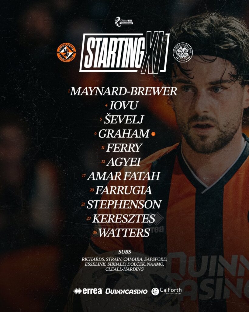 Dundee United Vs Celtic lineups