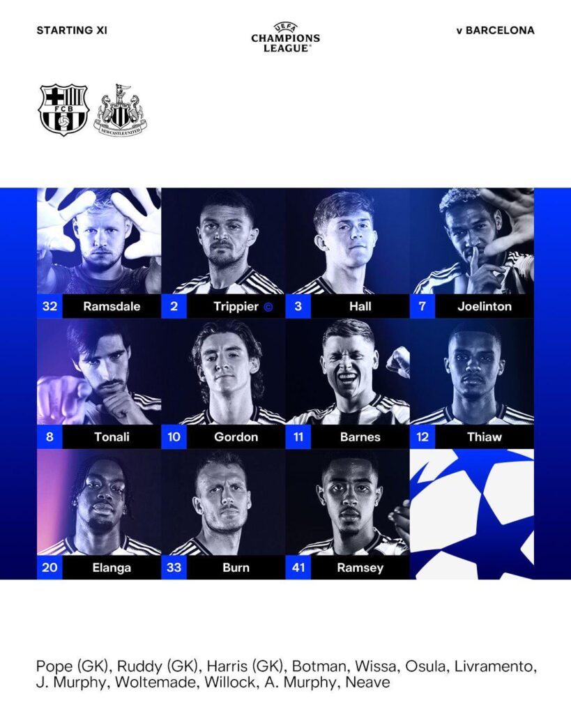 Starting XI Vs Barcelona