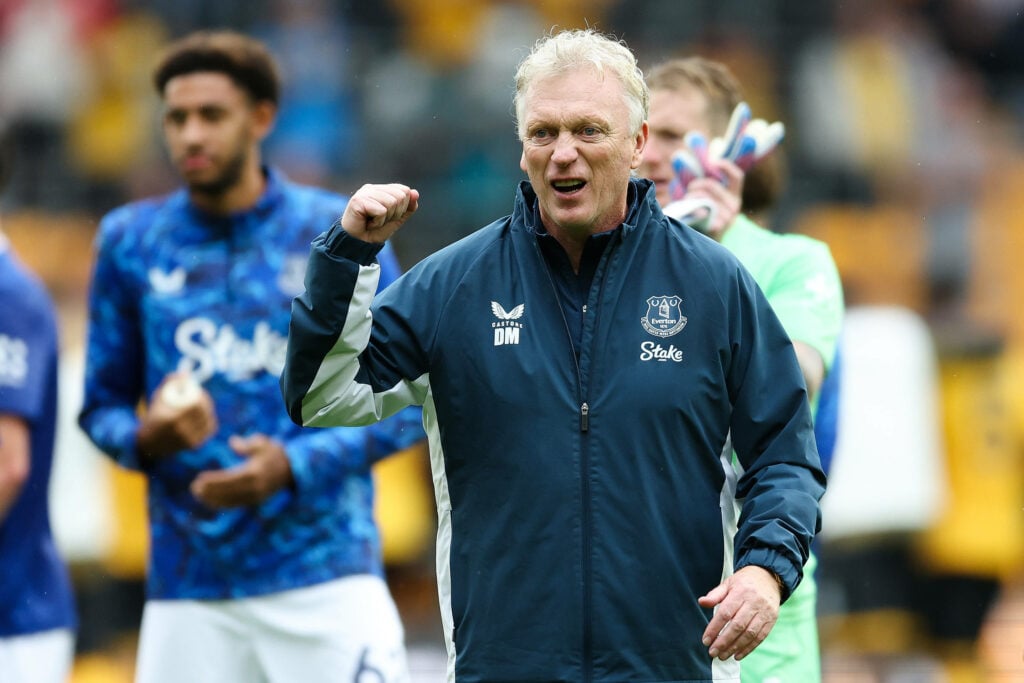 Everton manager David Moyes celebrating