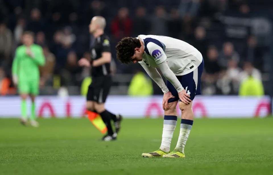 Archie Gray reacts after Tottenham loss