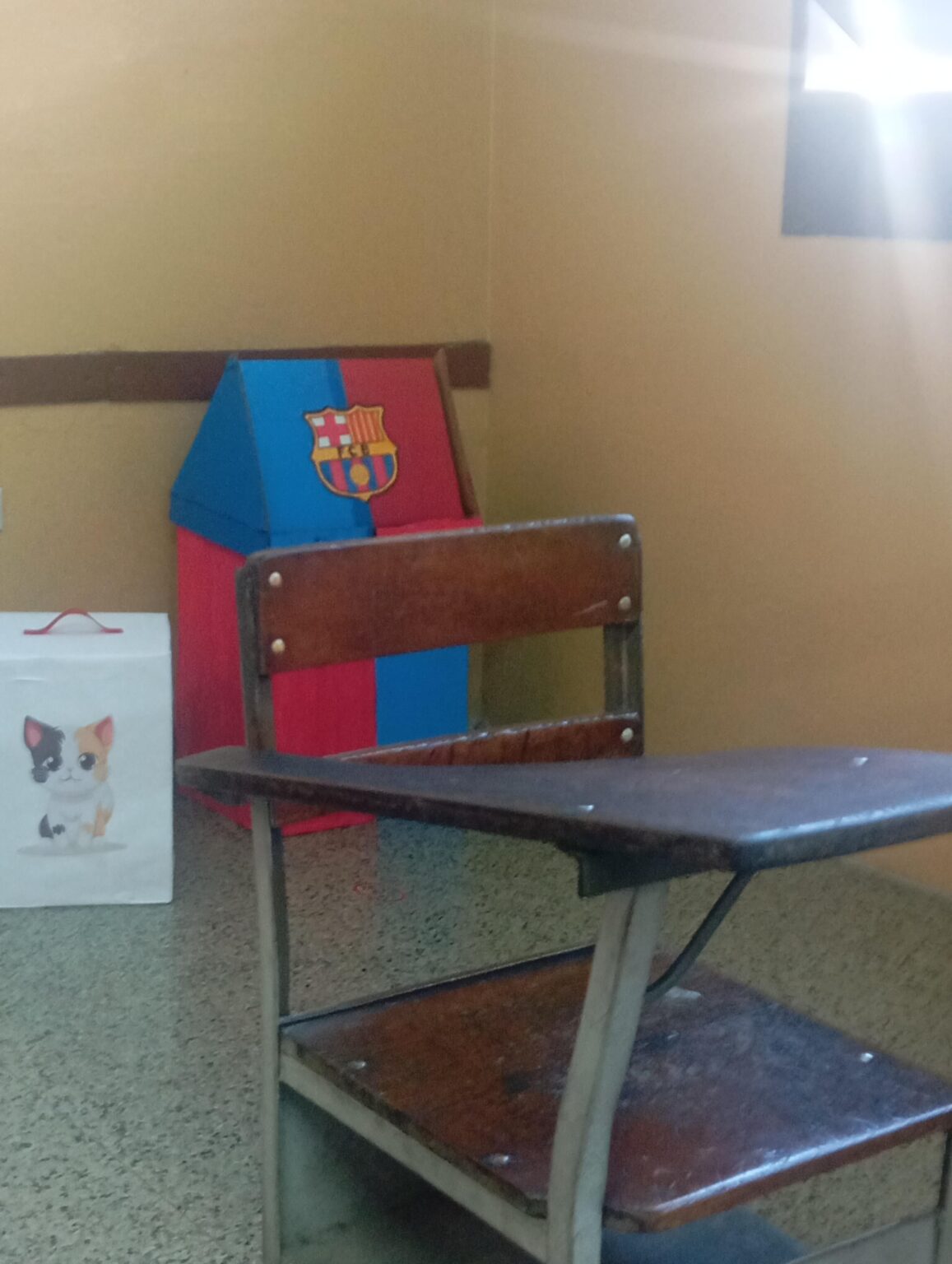 Contexto: En mi colegio nos mandaron a hacer papeleras para los de primaria y uno de mis compañeros trajo esto