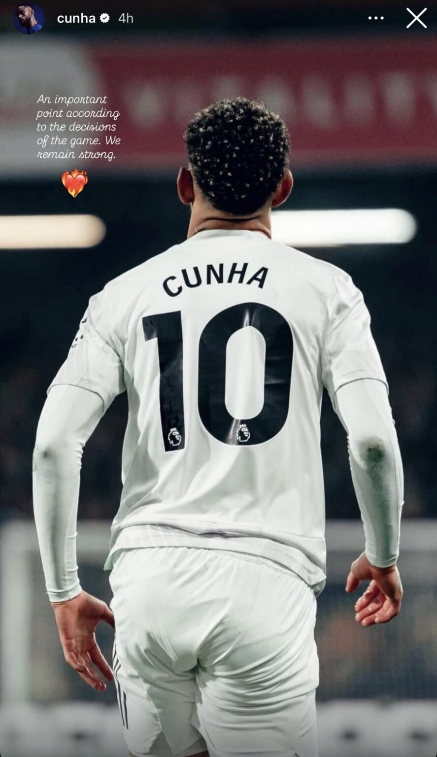 Cunha on instagram: “An important point according to the decisions of the game. We remain strong.”