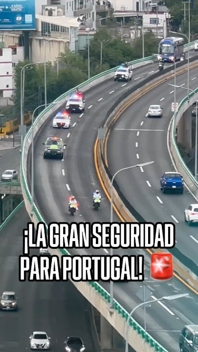 Impressionante escolta a Seleção Portuguesa no México