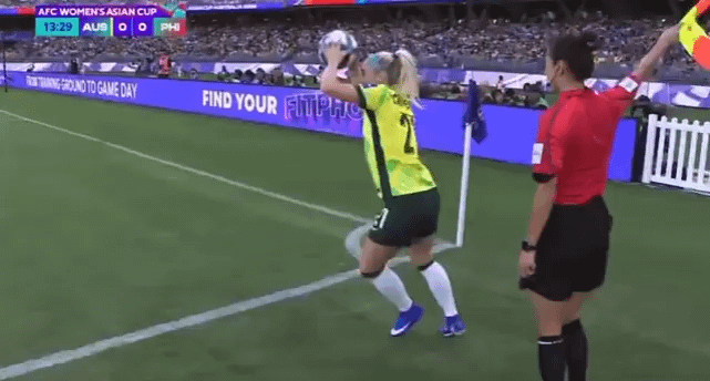 Everton player Clare Wheeler's great cross results in opening goal for Matildas