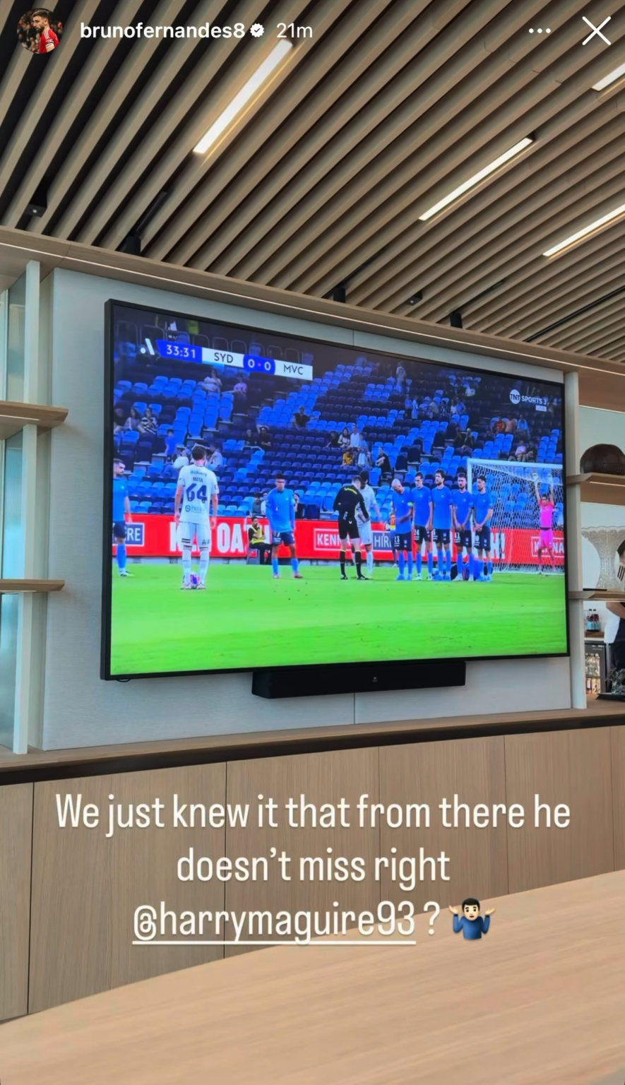 Bruno and Maguire’s reaction to Mata’s great FK