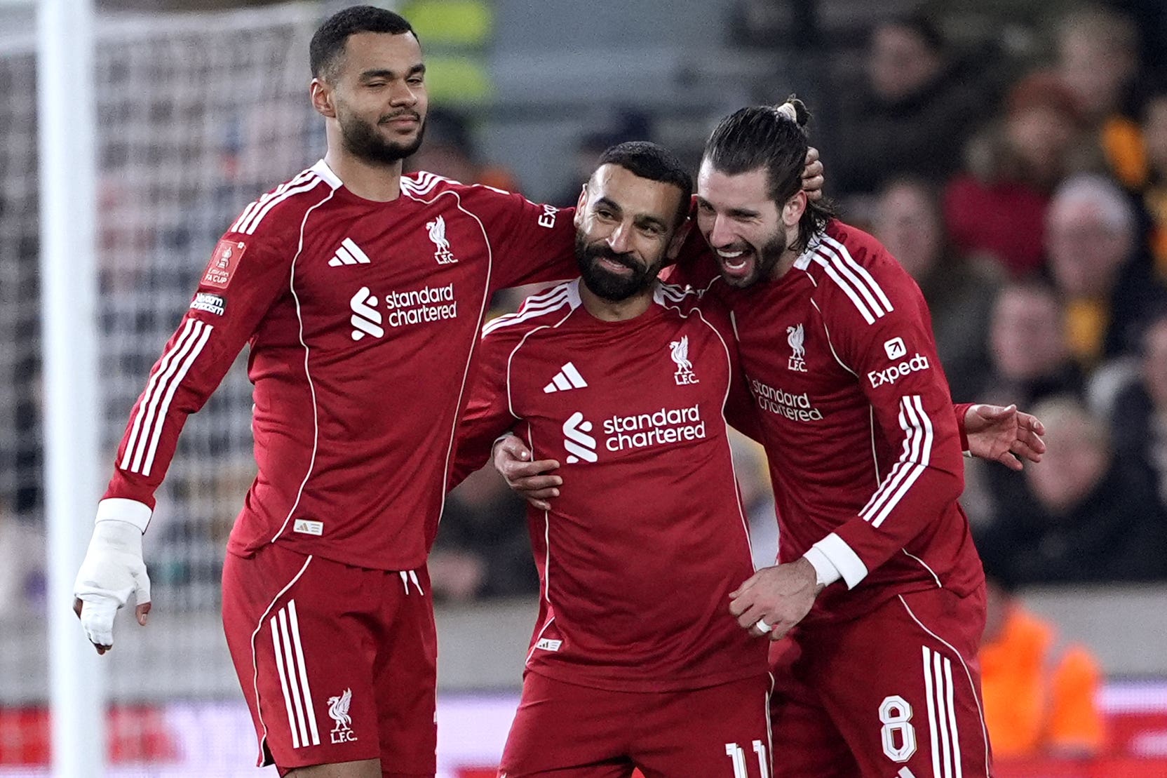 Mohamed Salah (centre) grabbed Liverpool’s second