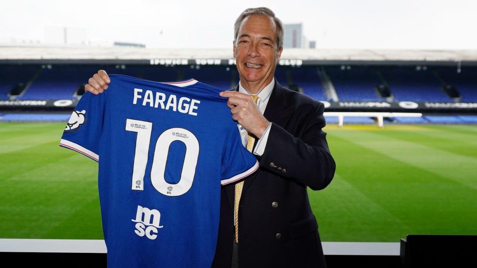 Fan backlash over Reform UK leader Nigel Farage's visit to Championship football club Ipswich Town