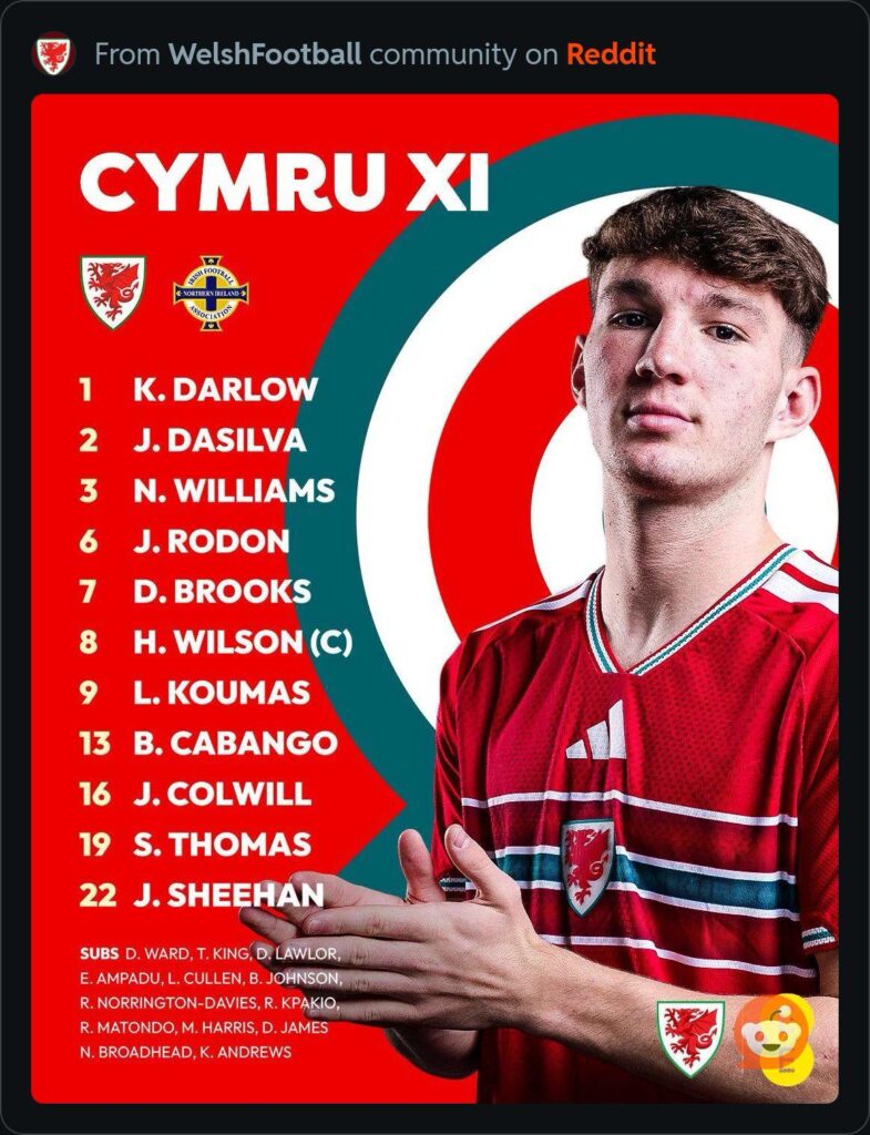 Lewis Koumas starts for Cymru against Northern Ireland