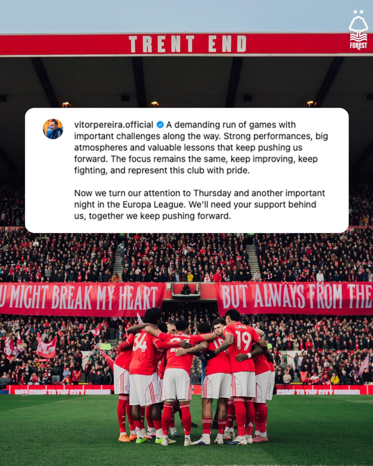 Propaganda FC with the emotional messaging about Thursday