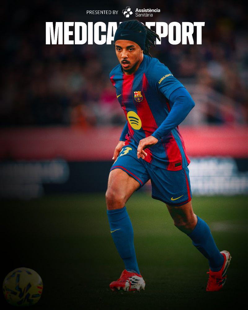 [Official Medical News] First-team player Jules Kounde has suffered a mid-belly hamstring (biceps femoris) injury in his left thigh. His recovery progress will determine his availability.