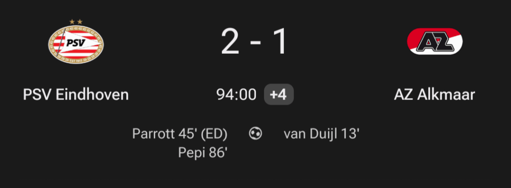 PSV wint met 2-1 thuis van AZ