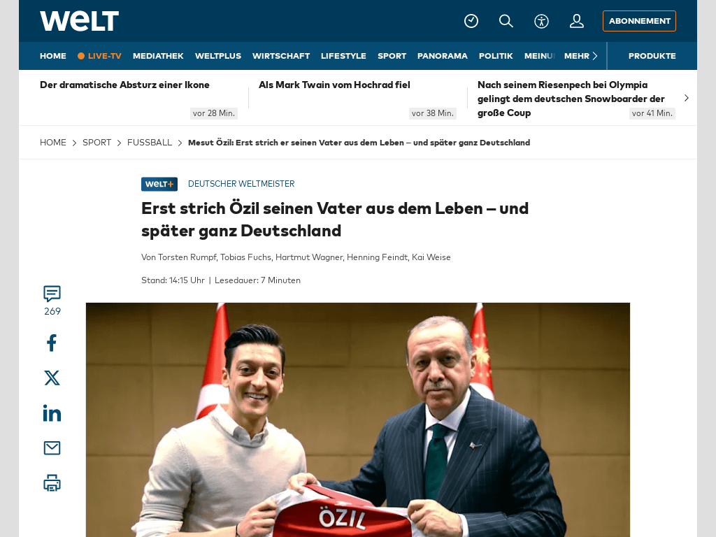 Erst strich Özil seinen Vater aus dem Leben – und später ganz Deutschland: Lange Zeit blieb der Draht zu seinem Geburtsland still. Doch vor einer Woche meldete er sich erstmals wieder bei einem deutschen Reporter.