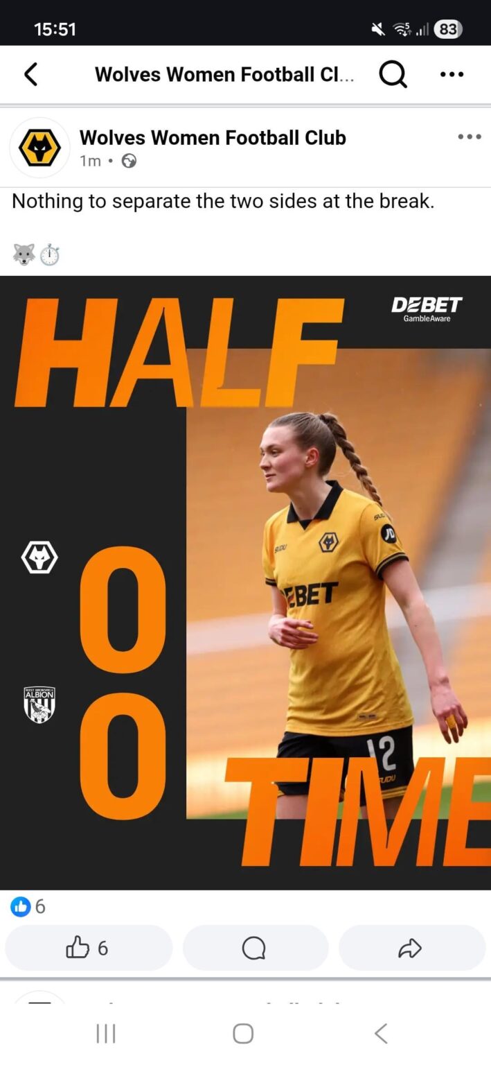 Don't hate me for asking, but does anyone know where you can watch the women's games live? Wolves are playing west brom and I can't find it on anywhere