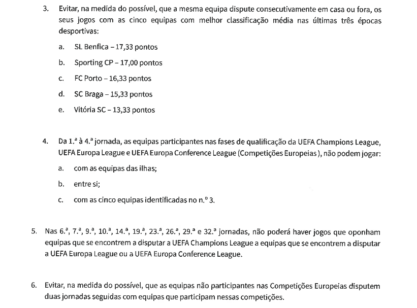 Condicionantes sorteio liga 25/26