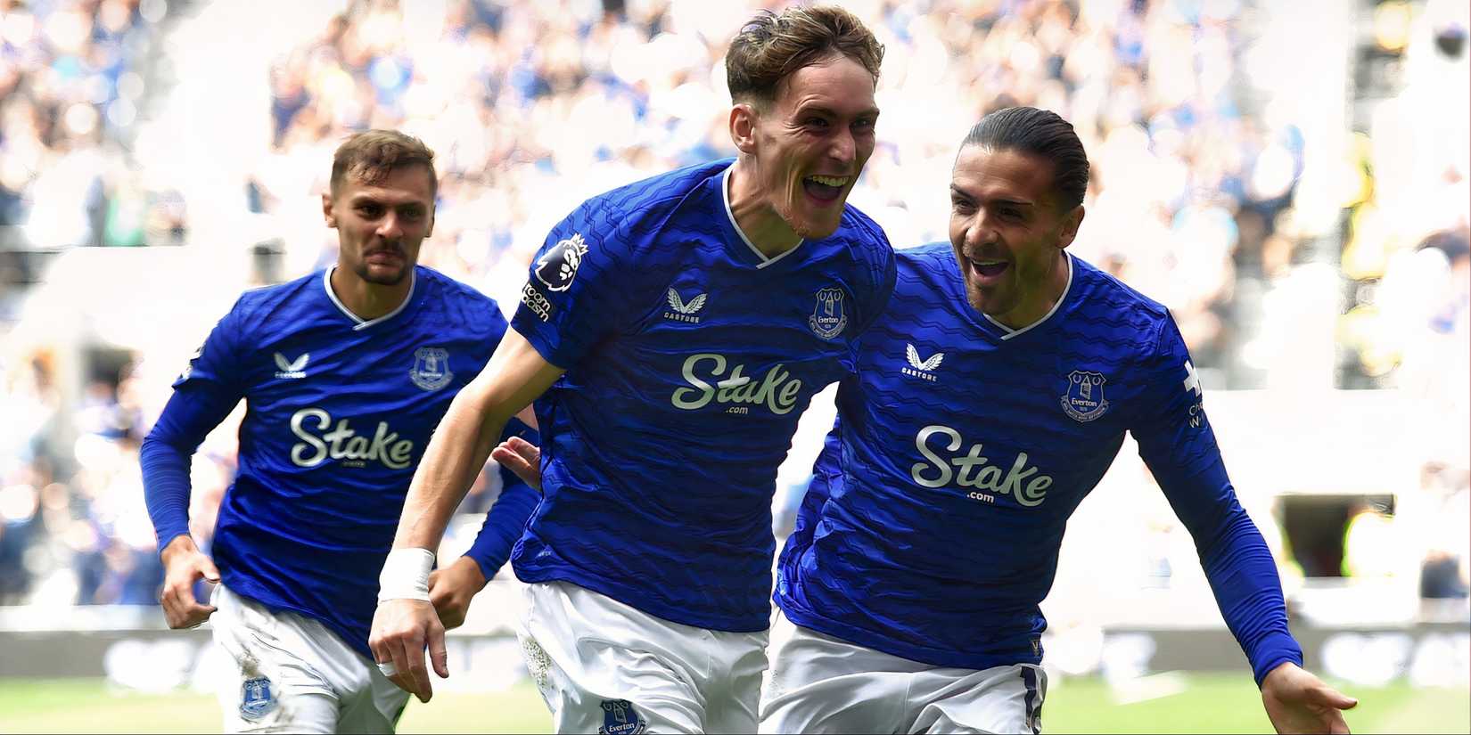 James Garner celebrates scoring for Everton