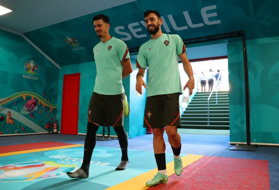 Bruno Fernandes and Jose Fonte with Portugal