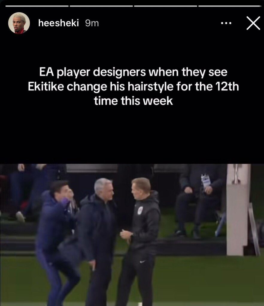 Ekitike on instagram lol