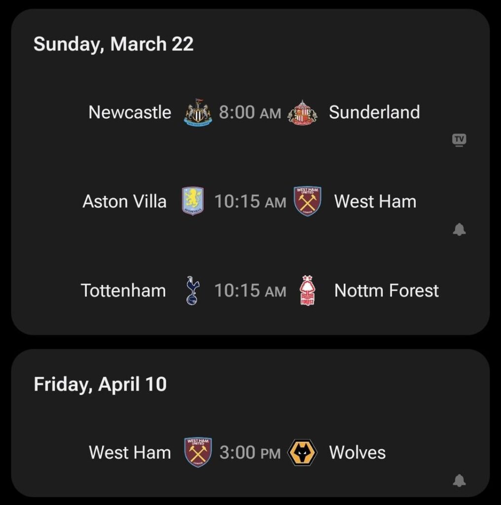 Feelings on Upcoming Fixtures