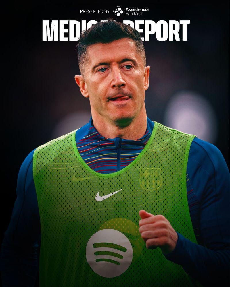 [Official Medical News] Robert Lewandowski picked up an injury against Villarreal last night. Tests have diagnosed a left eye socket fracture. He will miss the game against Atletico Madrid