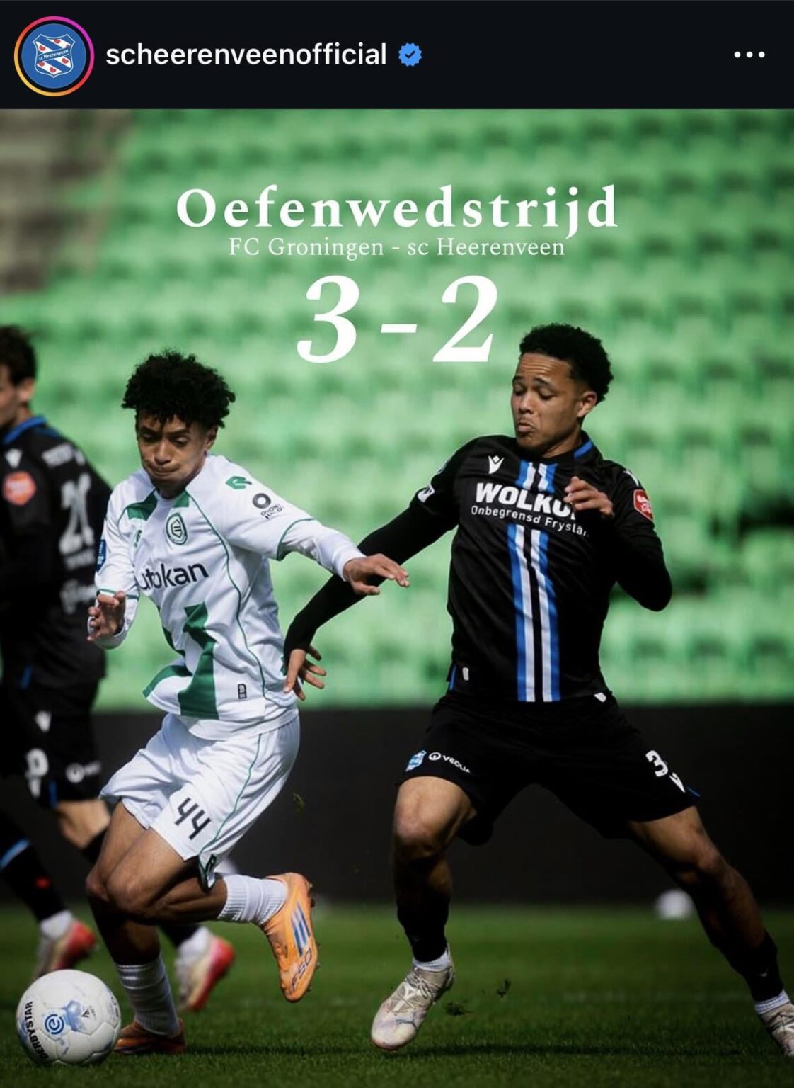 SC Heerenveen verliest het oefenduel tegen FC Groningen met 3-2