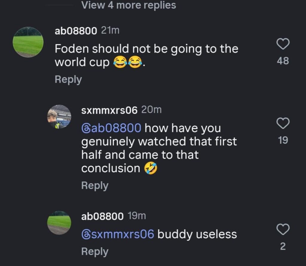 Damn the hatred for Foden with in England supporters is severe