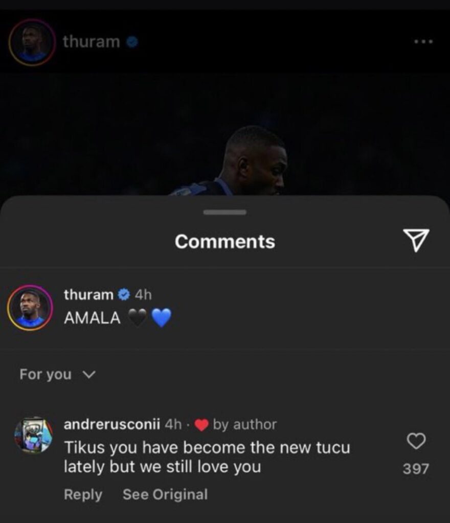 Throwback to when Thuram liked this comment on his post😂