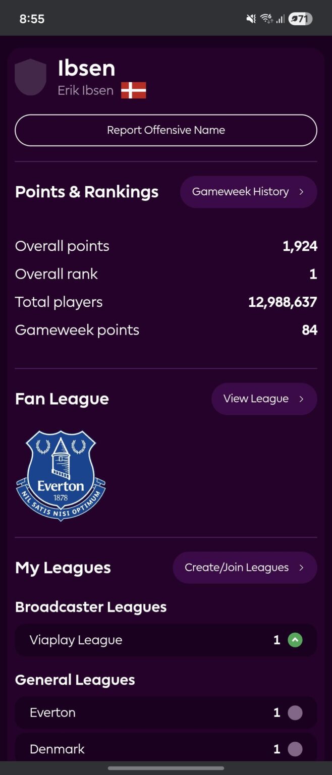 No: 1 Fantasy player is an Evertonian