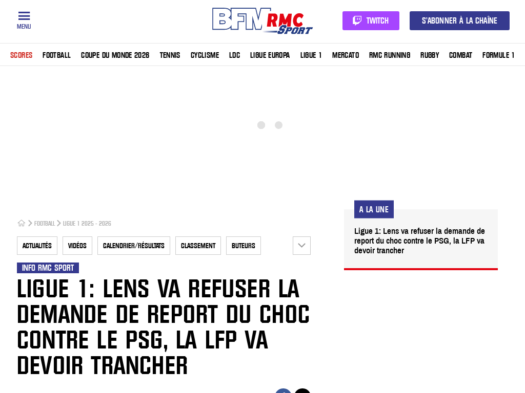 Lens rejeita adiamento do jogo do PSG