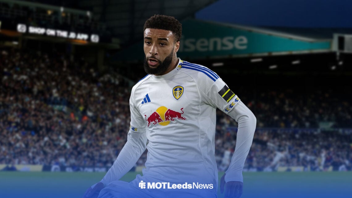 Jayden Bogle in front of Elland Road