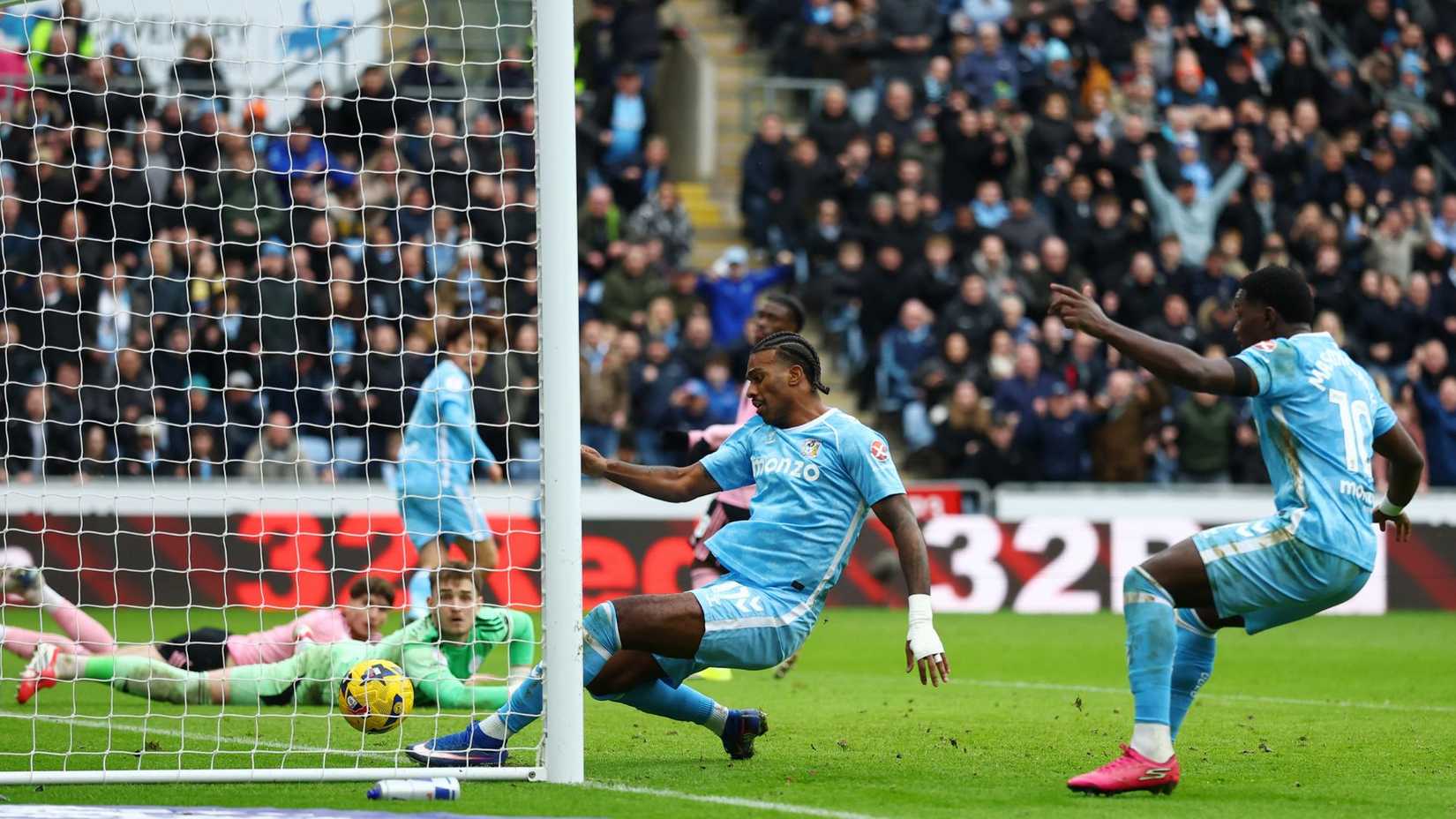 Leicester City concede to Haji Wright of Coventry City