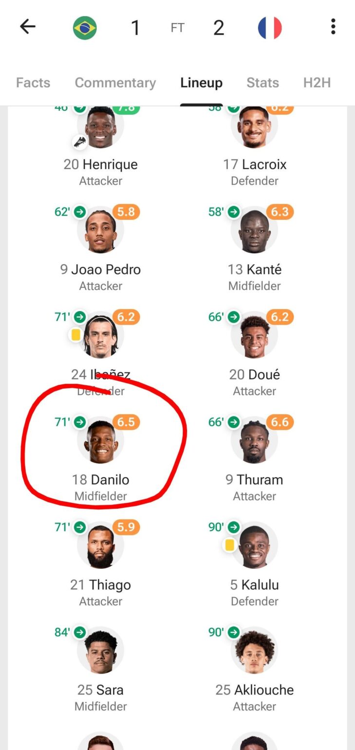 Danilo playing for brazil