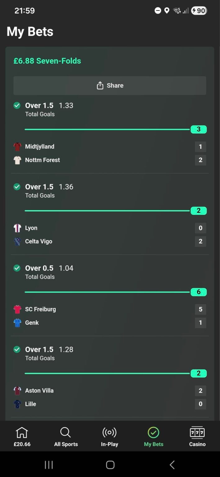 Sevenfold win including Villa!