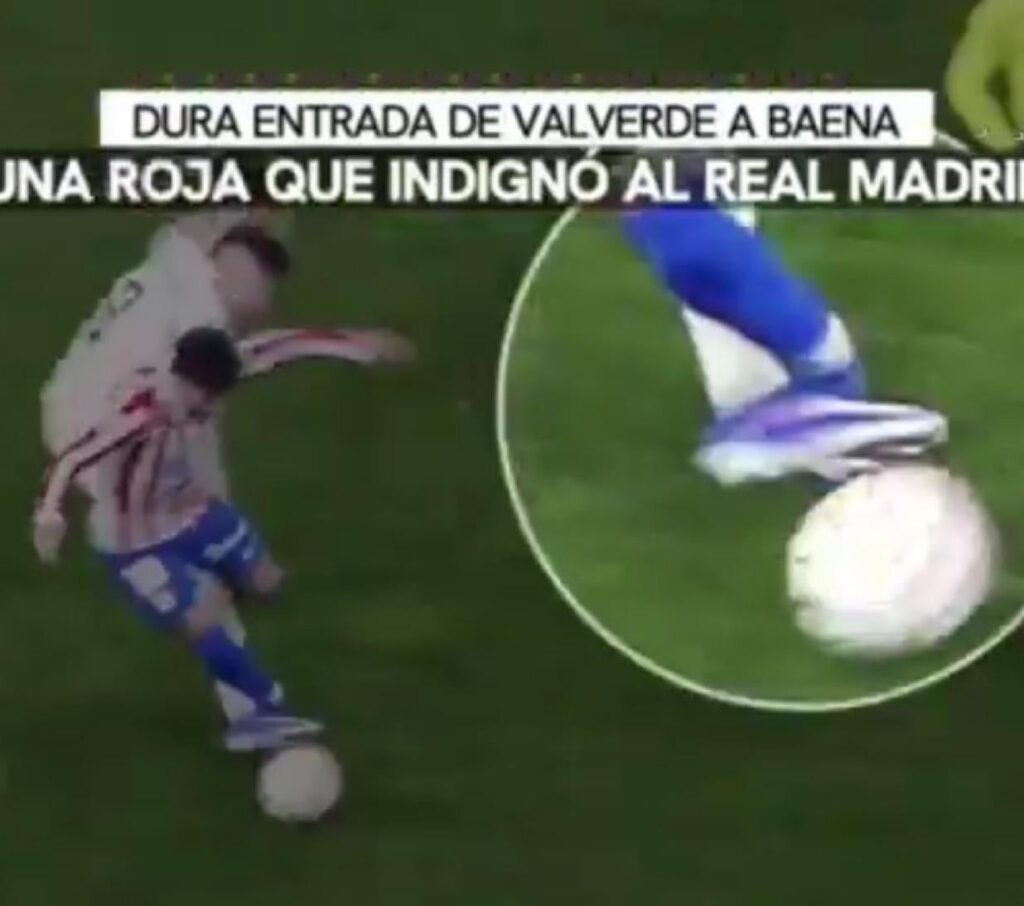 Still showing how close Valverde was to winning the ball with his challenge on Baena, the referee stated there was no attempt to play the ball in his post match report
