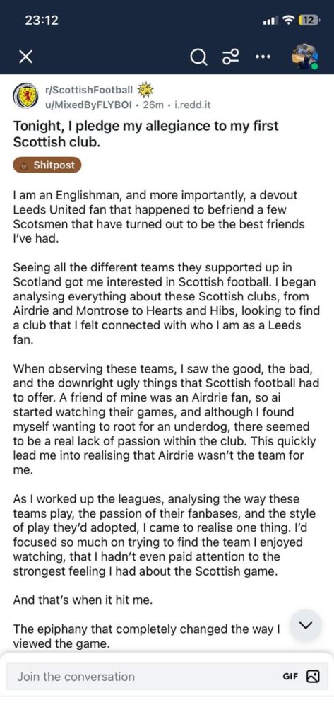 I think I’ve upset r/ScottishFootball…