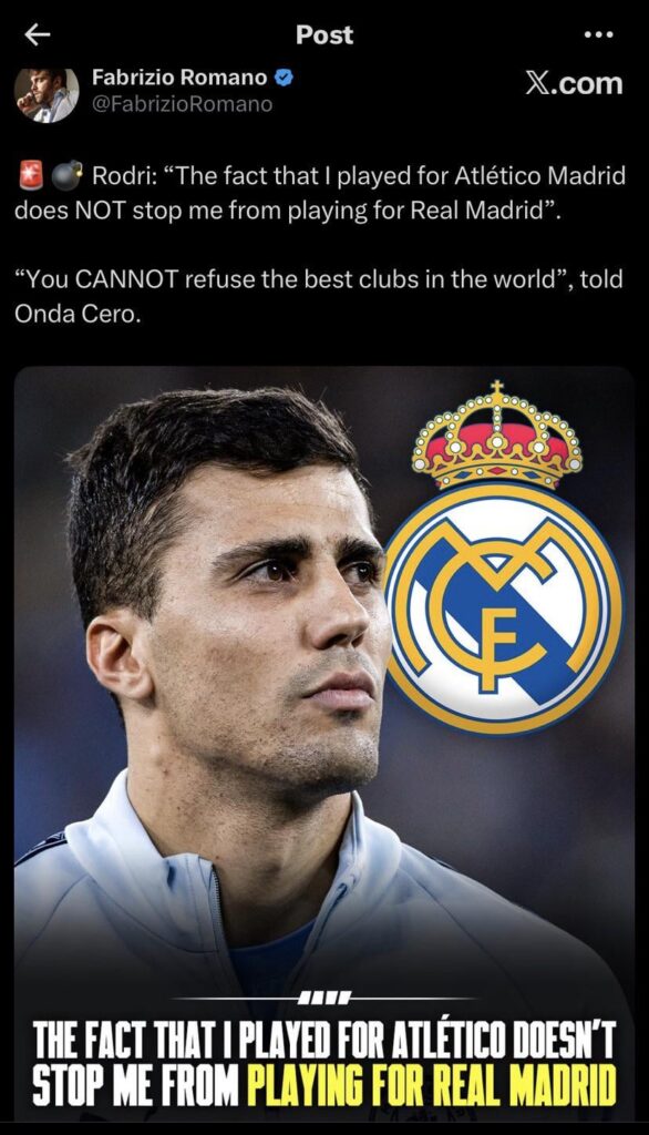 How would you feel about this? If Rodri went to Real Madrid?