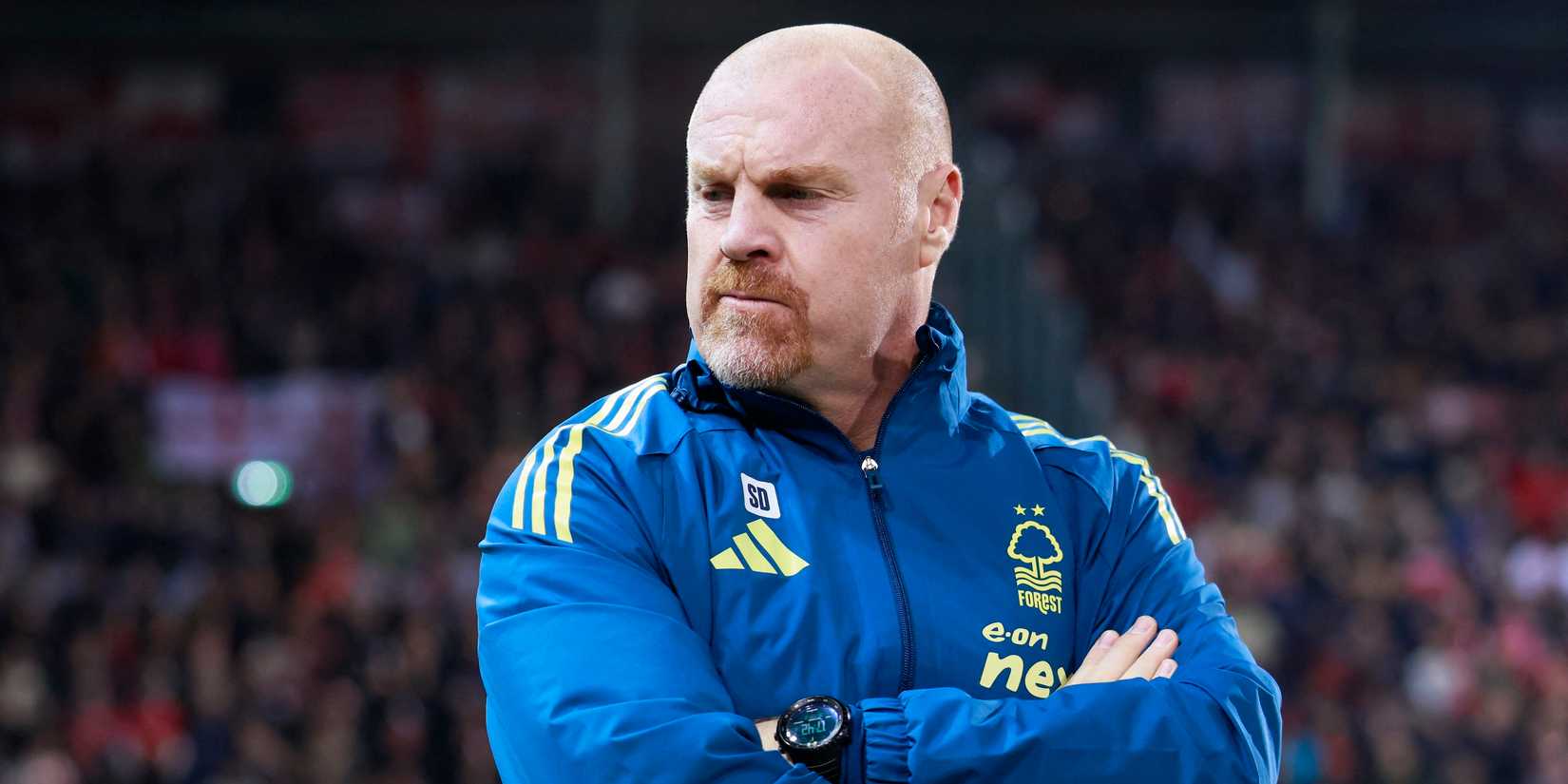 Nottingham Forest manager Sean Dyche looks on 