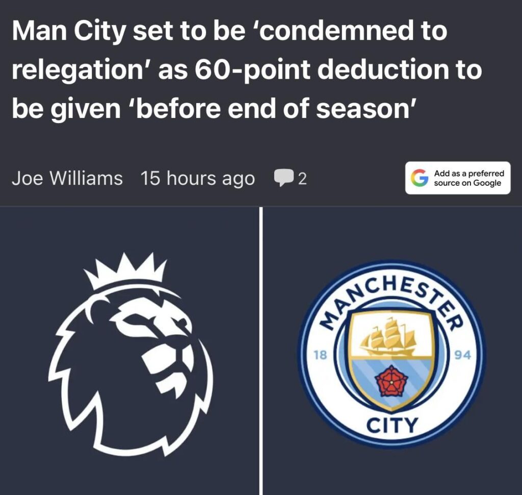 Could City do us the biggest solid? I swear they’re one team I love haha