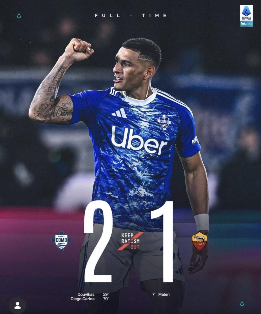 Como 2:1 Roma: Como at 4th now