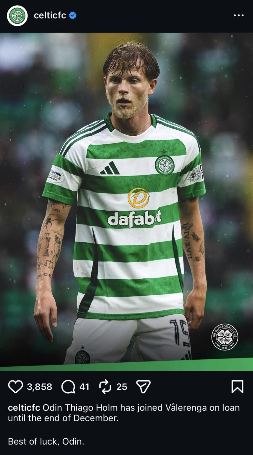 Odin Thiago Holm, who is apparently still a Celtic player, has joined Vålerenga on loan